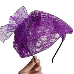 Fascinator-Hut, Blume, Netzband, Spitze, Stirnband, Teeparty, Kopfbedeckung für Mädchen und Frauen, Haar-Accessoires, Braut, Haarnadel, Fascinator, Hut, Teeparty, Kopfbedeckung, Band Federn von KieTeiiK