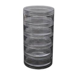 KieTeiiK 1 Set 5-lagiger Zylinder, stapelbare Perlenbehälter, Kunststoff, rund, transparent, Aufbewahrungsbox für Perlen, Knöpfe, Basteln, kleine Gegenstände, Bänder zum Basteln von KieTeiiK