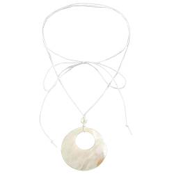 KieTeiiK Halskette, natürliche Muschel-Halskette für Damen, Strand-Halskette, übertriebener hohler Kreis, Herz-Muschel-Anhänger, Choker-Halskette, 140 cm, Shell von KieTeiiK