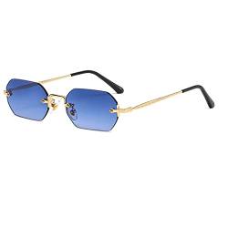 KieTeiiK Randlose Sonnenbrille Für Damen Und Herren Modisch Klein Flache Brille UV Schutz Schatten Retro Brille Für Reisen Randlose Retro Sonnenbrille Für Damen Und Herren Quadratisch 80er Jahre von KieTeiiK