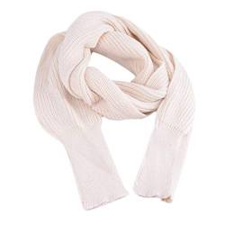 KieTeiiK Schal für Damen, Winter-Strickdecke, langer Schal mit Ärmeln, einfarbiger Pullover, weiß, 240*40cm von KieTeiiK