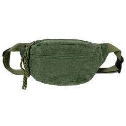 KieTeiiK Umhängetasche, modische Cord-Hüfttasche für Damen, stilvolle und praktische Bauchtasche, Brusttaschen für lässige Ausflüge, grün, 13.38x5.9x4.33in von KieTeiiK