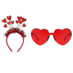 KieTeiiK Valentinstag-Herz-Kopfbedeckung, Brille, Kopf-Bopper für Valentinstag, Rosenverkauf, auffälliges Stirnband, Herz-Stirnband von KieTeiiK