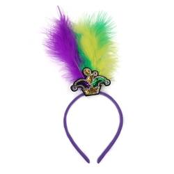 Mardi Gras Stirnband Für Damen Mit Pailletten Federn Zarte Stirnbänder Rutschfeste Stirnbänder Süße Mädchen Abschlussball Zubehör Pailletten Stirnbänder Für Mädchen Pailletten Stirnbänder von KieTeiiK