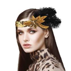 1920er Jahre Flapper Stirnband Vintage Feder Kristall Haarband ​20er Jahre Kopfschmuck Kleid Accessoires für Frauen Mädchen, für Damen, Party, Tanz, Nachmittagstee, Hochzeit, (Yellow, One Size) von Kielsjajd