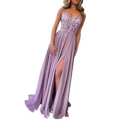 Abendkleid Lang - Spitzenkleid Damen Sexy,Spaghetti-Träger Kleider Damen Festlich Elegant mit Schlitz Abendkleider für Hochzeit Brautjungfernkleider Ballkleider Prom Party Kleid Maxikleider Festliche von Kielsjajd