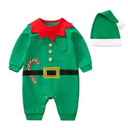 Baby Jungen und Mädchen Weihnachtskostüme, Baby Komplett Set Junge Strampler Overall Fleece Hut Outfits Säugling Weihnachten Jungen Jungen Strampler & Overall Walk Overall Santa (A-001, 0-3 Months) von Kielsjajd