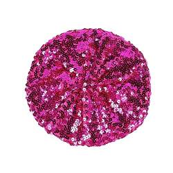 Baskenmütze Damen Pailletten Mütze Glitzer Barett Beret Kopfbedeckung Party Franzosenmütze Disco Damenmütze Paillettenmütze Karneval Kostüm Zubehör Damen Baskenmütze mit (Hot Pink, One Size) von Kielsjajd