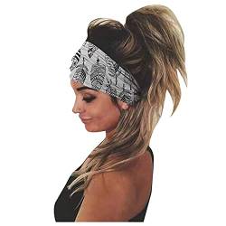 Basketball Stirnband Kopf elastische Haare Women 's Band Headband Kopfhörer mit Druck Bandana Wrap Headband Haar Damen (White, One Size) von Kielsjajd