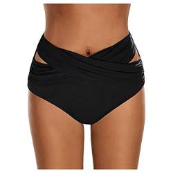 Damen Basic Bauchweg Bikinihose Badehose in einfarbigen Farben für Frauen Bikini Hose High Waist Bikinihose Hoher Taille Schwimmen Slip Hoch Taillierte Gerüschter Optik Bauchkontrolle Badeanzug von Kielsjajd