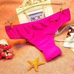 Damen Bikinihose Bikinislip Panty Bikini-Hose Seitlich Hohl/Frauen Badehose Tanga String Rüschen Brazilian Sexy Bikini Slip Schnüren Höschen Unterwäsche Schwimmhose (A-Hot Pink, L) von Kielsjajd