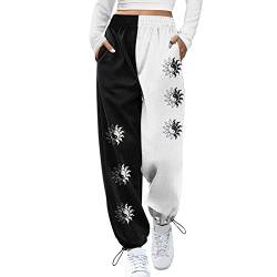 Damen Jogginghose Cargo Sporthose Farbblock Elastischer Bund Sweatpants Loose Fit Baggy Trainingshose Freizeithose Yogahosen mit Taschen (6# Dunkelgrau, S) von Kielsjajd