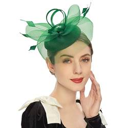 Fascinator Hüte für Frauen Pillbox Hut mit Schleier Stirnband und Einer Gegabelten Clip Tea Party Kopfbedeckung,Tea Party Fascinator Hut Fascinator Pillbox Hut Stirnband für Cocktail (Green, One Size) von Kielsjajd