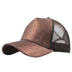 Glitzern Mesh Baseball Cap Damen Einstellbar Baseballkappe Für Pferdeschwanz Sonnenhut Sommersportmütze Sommerhut Damen Pferdeschwanz Baseballkappe Baseball Cap Unisex Sonnenhut (Coffee, One Size) von Kielsjajd