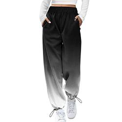 Jogginghose Damen Baumwolle Lang Freizeithosen High Waist Lässige Loose Sweathose mit Taschen Trainingshose Oversize Sporthose Zweifarbig Sommerhose Casual Mode S-XXL (2# Grau, M) von Kielsjajd