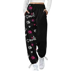 Jogginghose - Damen Sporthose Lang Trainingshose Loose Fit Hohe Taile Yoga Hosen Freizeithose Laufhosen Baumwolle Sweathose mit Taschen (4# Schwarz, L) von Kielsjajd