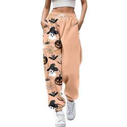 Jogginghose - Damen Sporthose Lang Trainingshose Loose Fit Hohe Taile Yoga Hosen Freizeithose Laufhosen Baumwolle Sweathose mit Taschen (A-018, M) von Kielsjajd