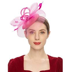 Kielsjajd Anzug Herren Tea Party Fascinator Kentuckys Derbys Hut Fascinator Pillbox Hut Stirnband für Cocktail Haarreif Damen (Hot Pink, One Size) von Kielsjajd