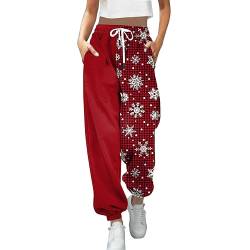 Kielsjajd Weihnachten Jogginghose Damen Hosen Druck Sportive Hosen Weihnachtshose Winter Freizeithose Trainingshose Sporthose Outdoor Hosen Weihnachtshosen Teenager MäDchen Joggerhose (A-013, XL) von Kielsjajd