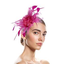 Kielsjajd Yoga Breit Hüte für Damen Fascinators Damen Blumenhut für Tea Party Cocktail Ball Hochzeit Kirche Laufstirnband Damen Neon (Hot Pink, One Size) von Kielsjajd