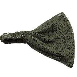 Kross Helm Damen Bandana Band Girl Mode breit dehnbarer Spitzenkopf Haarreif Turban Haarreif Stirnband Herren Sommer (Green, One Size) von Kielsjajd