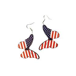 Ohrringe Biene Damen Süße lustige amerikanische Flagge Acryltropfen Ohrringe Unabhängigkeitstag patriotische Ohrringe 4. Juli Ohrringe für Frauen Mädchen kreatives Geschenk Mehrfarbige (Red, One Size) von Kielsjajd