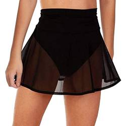 Sportrock Damen Kurz Sexy Schwarz Strandrock Durchsichtig Bikinirock Strand Schwimmrock Transparente Chiffon Rock Kurz Strandrock Transparent Wrap Skirt Bikini Cover Up (A-011, M) von Kielsjajd