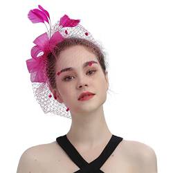 Stirnband Damen Winter Muster Hüte für Frauen Fascinators Damen Bow Top Hat für Tea Party Cocktail Hochzeit Kirche Laufen Stirnband Winter (Hot Pink, One Size) von Kielsjajd