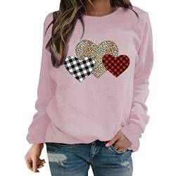 Valentinstag Pullover Damen Klassisch Liebe Muster Valentinstag Sweatshirt Langarmshirt Rundhals Pullover Pulli Shirt Oberteile Frühling Herbst Winter Cute Herz Print Valentine Pullover Bluse Tops von Kielsjajd