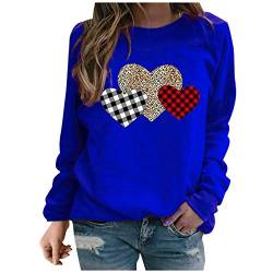 Valentinstag Pullover Damen Klassisch Liebe Muster Valentinstag Sweatshirt Langarmshirt Rundhals Pullover Pulli Shirt Oberteile Frühling Herbst Winter Cute Herz Print Valentine Pullover Bluse Tops von Kielsjajd