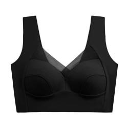 Wmbra BH Haltungskorrektur BH Damen Nahtloser Spitzen BH ohne Bügel Damen Push Up BH Gepolsterter Weicher Atmungsaktiver Sport BH Alltags BH Für Senioren Sexy Dessous Bralette Keine (A-Black, M) von Kielsjajd