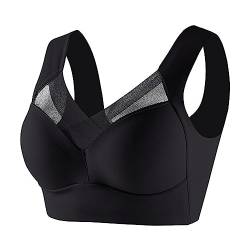 Wmbra BH Haltungskorrektur BH Damen Nahtloser Spitzen BH ohne Bügel Damen Push Up BH Gepolsterter Weicher Atmungsaktiver Sport BH Alltags BH Für Senioren Sexy Dessous Bralette Keine (Schwarz, XL) von Kielsjajd