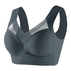 Wmbra BH Haltungskorrektur BH Damen Nahtloser Spitzen BH ohne Bügel Damen Push Up BH Gepolsterter Weicher Atmungsaktiver Sport BH Alltags BH Für Senioren Sexy Dessous Bralette Keine Ränder (Grau, XXL) von Kielsjajd