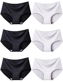 Kiench Damen Unterhosen Nahtlose Unterwäsche Mädchen Hipster Slips 6er-Pack Schwarz & Weiß EU L/Größe 44-46 von Kiench