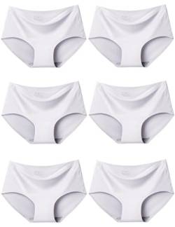 Kiench Damen Unterhosen Nahtlose Unterwäsche Mädchen Hipster Slips 6er-Pack Weiß EU M/Größe 40-42 von Kiench