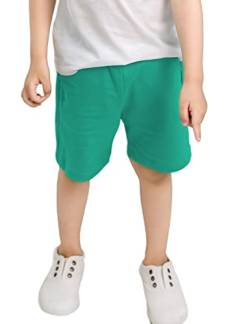 Kiench Jungen Shorts Kinder Sommer Kurze Hosen Baumwolle Pull-On Sweatshorts mit Taschen Grün EU Größe 116/5-6 Jahre Etikett 120 von Kiench