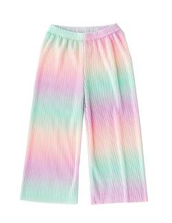 Kiench Mädchen Hose Weites Bein Plissee Sommerhose Kinder Culotte Regenbogen Batik EU Größe 122/6-7 Jahre Etikett 140 von Kiench