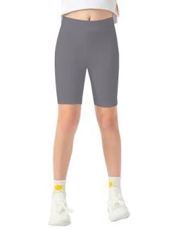 Kiench Mädchen Kurz Leggings Sport Radlerhosen Yoga Shorts Grau EU Größe 146/9-10 Jahre Etikett 150 von Kiench