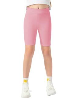 Kiench Mädchen Kurz Leggings Sport Radlerhosen Yoga Shorts Rosa EU Größe 128/6-7 Jahre Etikett 130 von Kiench