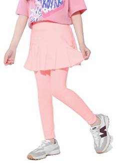 Kiench Mädchen Leggings mit Rock Baumwolle Warm Lang Hosen Rosa EU Größe 134/7-8 Jahre Etikett 140 von Kiench