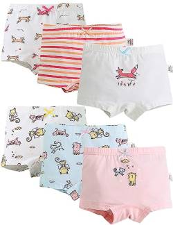 Kiench Mädchen Pantys Boxershorts Baumwolle Unterwäsche 6er-Pack Fuchs & Katze EU Größe 140/9-10 Jahre Etikett 140 von Kiench