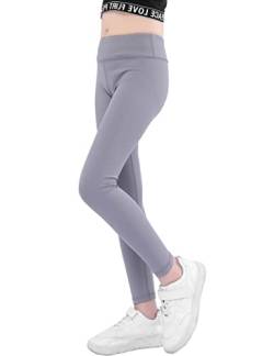 Kiench Mädchen Sport-Leggings Fitness Yoga Hosen Lang Grau EU Größe 146/8-9 Jahre Etikett 150 von Kiench