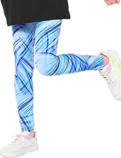 Kiench Mädchen Sport Leggings Lang Fitness Yoga Hosen Blau EU Größe 116-122/5-6 Jahre Etikett 120 von Kiench