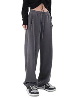 Kiench Teenager Mädchen Jogginghose Baggy Sweathose Baumwolle mit Taschen Dunkelgrau EU Größe 158/12-14 Jahre/Damen Größe 34-36 / XS von Kiench