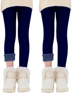 Kiench Teenager Mädchen Leggings Baumwolle Gefüttert Winter Hosen 2er-Pack 2 Marineblau EU Größe 158/11-12 Jahre Etikett 170 von Kiench