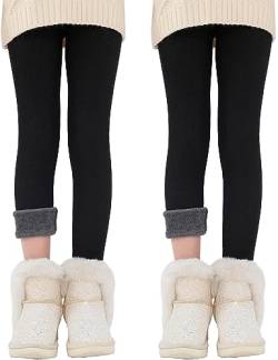 Kiench Teenager Mädchen Leggings Baumwolle Gefüttert Winter Hosen 2er-Pack 2 Schwarz EU Größe 140-146/9-10 Jahre Etikett 150 von Kiench