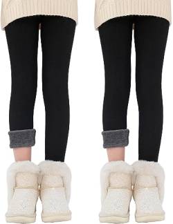 Kiench Teenager Mädchen Leggings Baumwolle Gefüttert Winter Hosen 2er-Pack 2 Schwarz EU Größe 158/11-12 Jahre Etikett 170 von Kiench