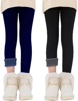 Kiench Teenager Mädchen Leggings Baumwolle Gefüttert Winter Hosen 2er-Pack Marineblau & Schwarz EU Größe 140-146/9-10 Jahre Etikett 150 von Kiench