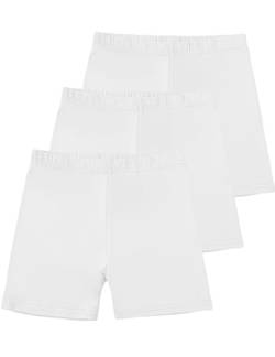 Kiench Teenager Mädchen Radlerhose Baumwolle Kurze Leggings unter Kleid 3er-Pack 3 Weiß EU Größe 134/7-8 Jahre Etikett 150 von Kiench