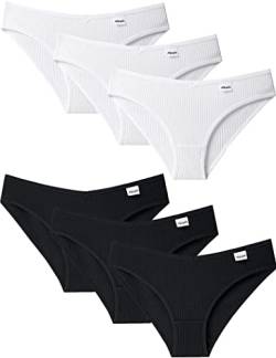 Kiench Teenager Mädchen Unterhosen Baumwolle Bikini Hipster Slips 6er-Pack Schwarz & Weiß EU Größe 170-176/15-17 Jahre Etikett XL von Kiench